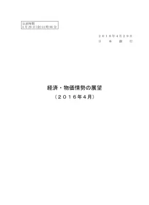 日銀経済・物価展望：2016年4月
